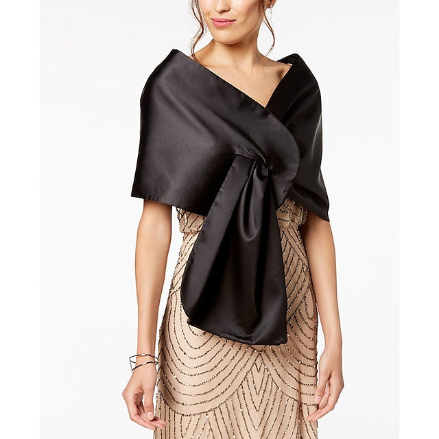 Élégante Cape de Mariage en Satin Sans Manches avec Couleur Pure