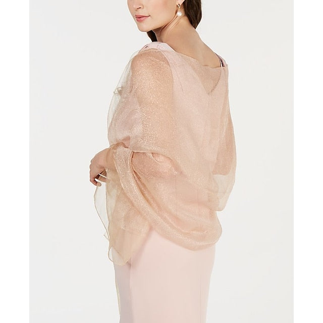 Écharpe de Mariage Élégante Sans Manches en Organza pour Femme avec Couleur Pure