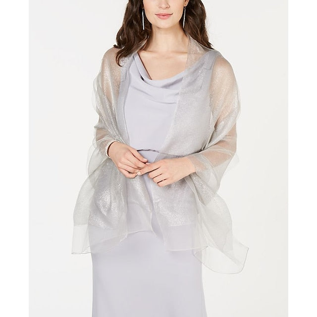 Écharpe de Mariage Élégante Sans Manches en Organza pour Femme avec Couleur Pure