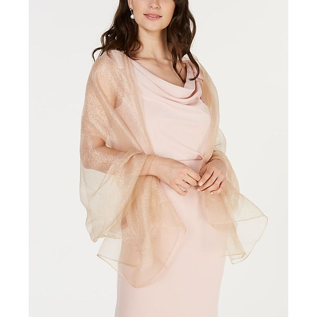 Écharpe de Mariage Élégante Sans Manches en Organza pour Femme avec Couleur Pure