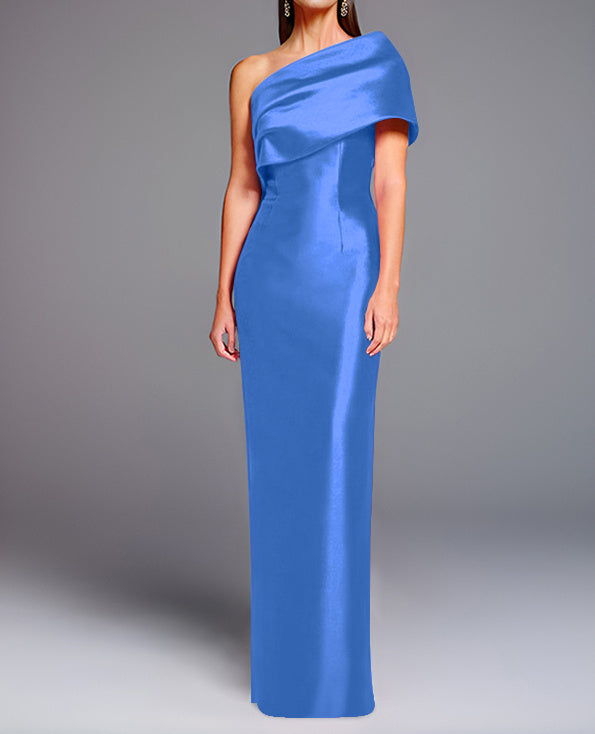 Robe de Mère de la Mariée Fourreau/Colonne à Une Épaule Sans Manches, Longueur Au Sol, avec Nœud