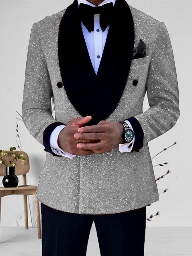 Costumes de Mariage 2 Pièces pour Hommes, Coupe Ajustée, Simple Boutonnage, Un Bouton