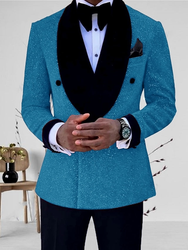 Costumes de Mariage 2 Pièces pour Hommes, Coupe Ajustée, Simple Boutonnage, Un Bouton