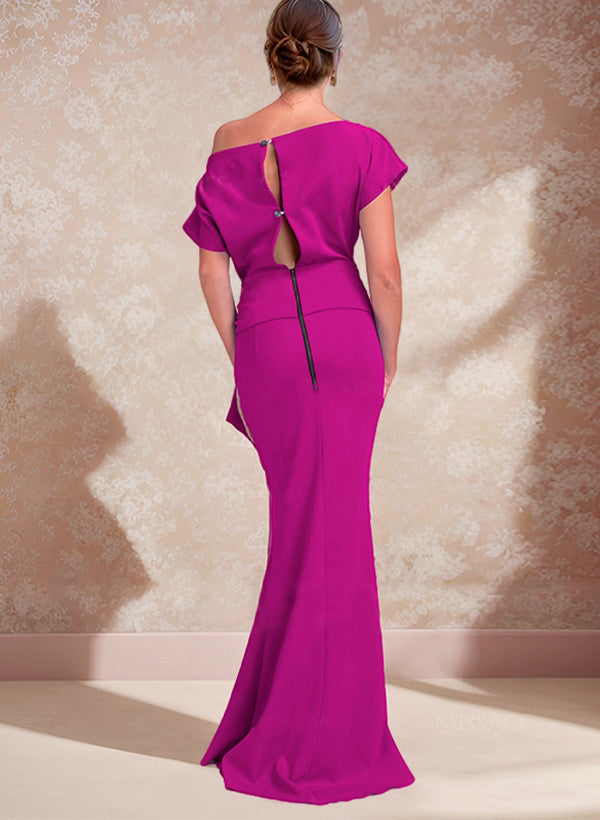 Robes de Mère de la Mariée à Une Épaule, Style Trompette/Sirène, avec Fente Sur le Côté