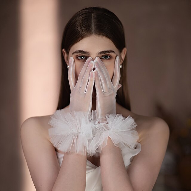 Gant en Tulle Longueur Poignet Élégant / Stylé avec Volants
