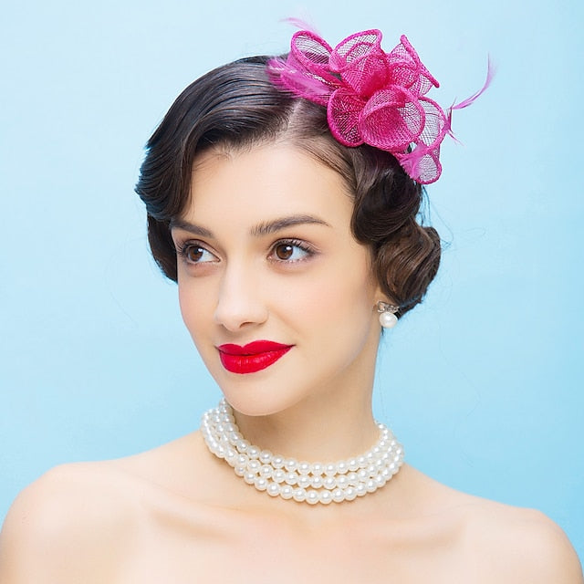 Fascinateurs Kentucky Derby en Tulle avec Plumes pour Occasions Spéciales