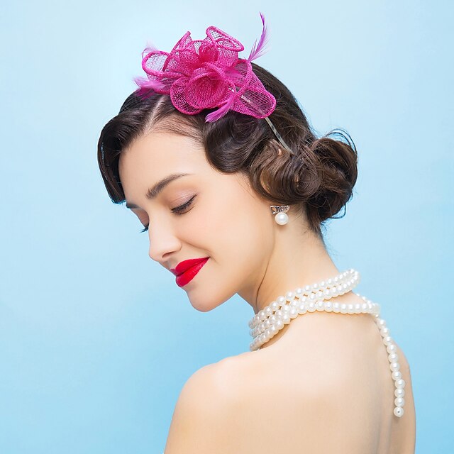 Fascinateurs Kentucky Derby en Tulle avec Plumes pour Occasions Spéciales