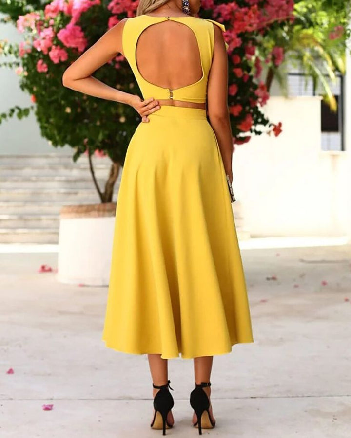 Robe de Bal Coupe A-Line/Princesse, Longueur Thé, Décolleté Plongeant