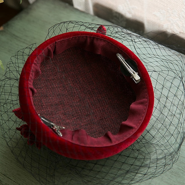 Chapeau de Mariage D'Automne Chapeau Pilulier Course de Chevaux Journée Des Dames Melbourne Cup Cocktail Royal Astcot Fleur Élégant avec Coiffe en Tulle Floral