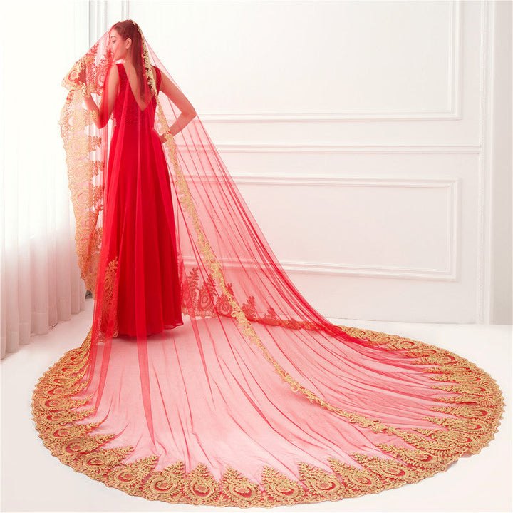 Voile de Mariée Luxueux à Un Niveau avec Broderie