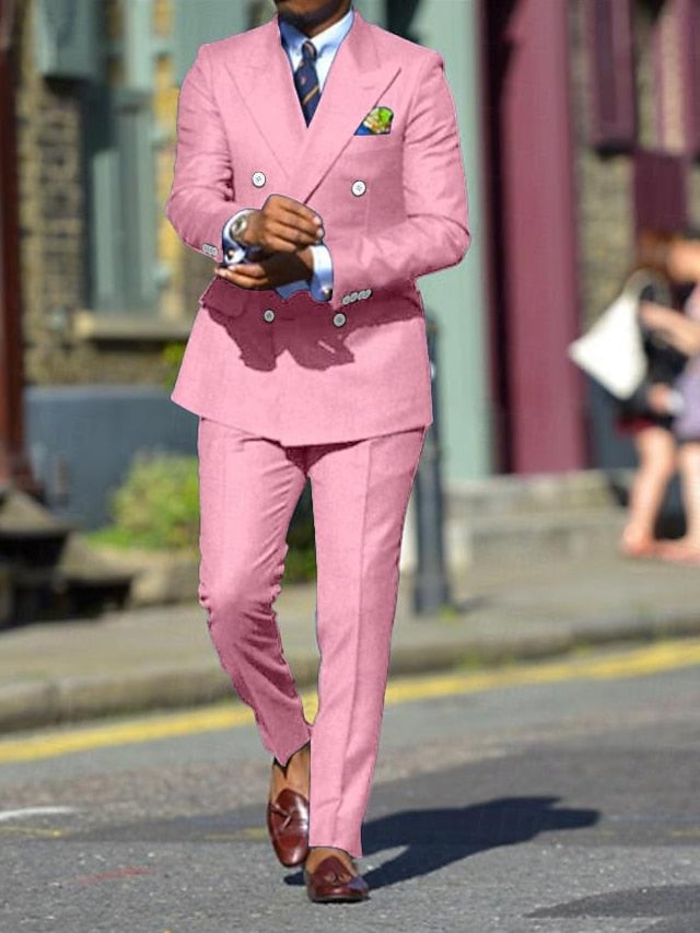 Costumes de Mariage 2 Pièces à Coupe Standard pour Hommes, Croisés, à Six Boutons