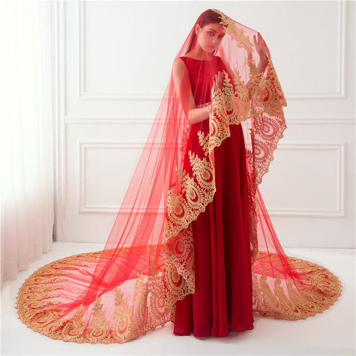 Voile de Mariée Luxueux à Un Niveau avec Broderie