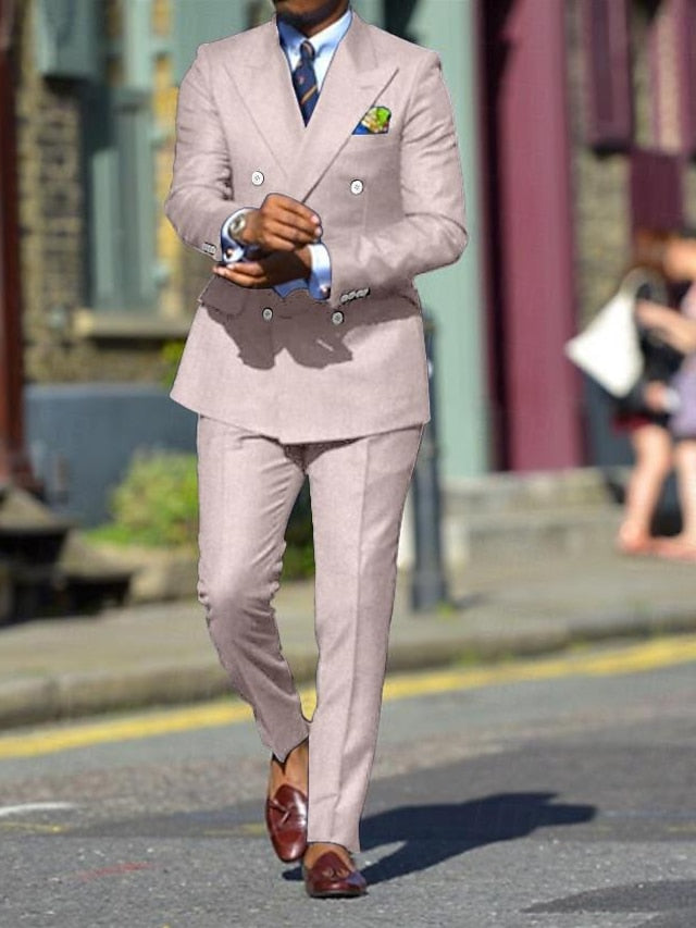 Costumes de Mariage 2 Pièces à Coupe Standard pour Hommes, Croisés, à Six Boutons