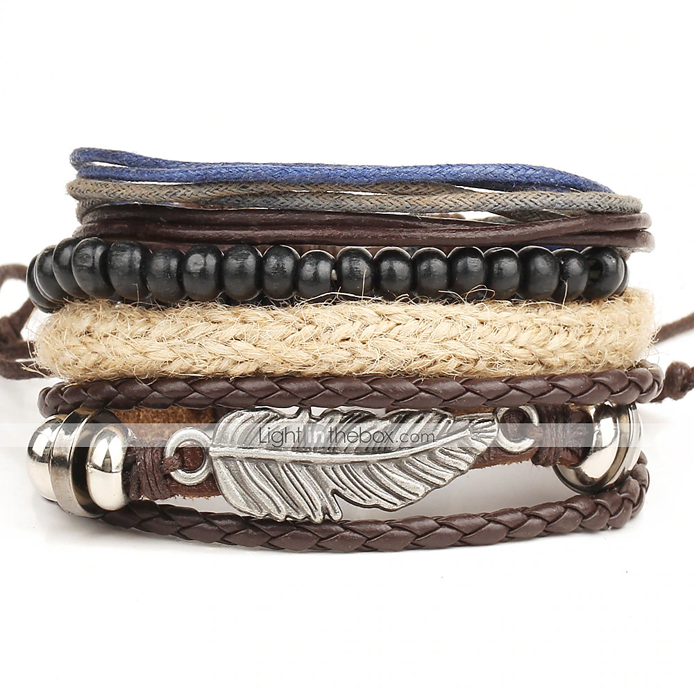 Bracelet En Cuir Turquoise Pour Homme, Classique, Rétro, Punk, Rock Classique, Bijoux Pour Cadeau, Quotidien, Plage