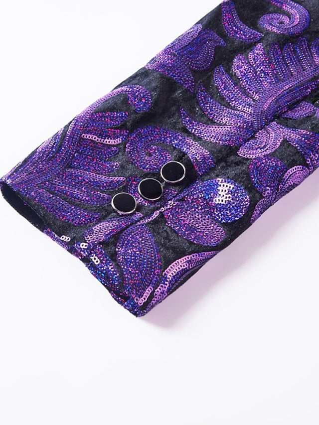 Costumes de Bal Disco 2 Pièces à Coupe Ajustée pour Hommes, à Boutonnage Simple et à Un Bouton