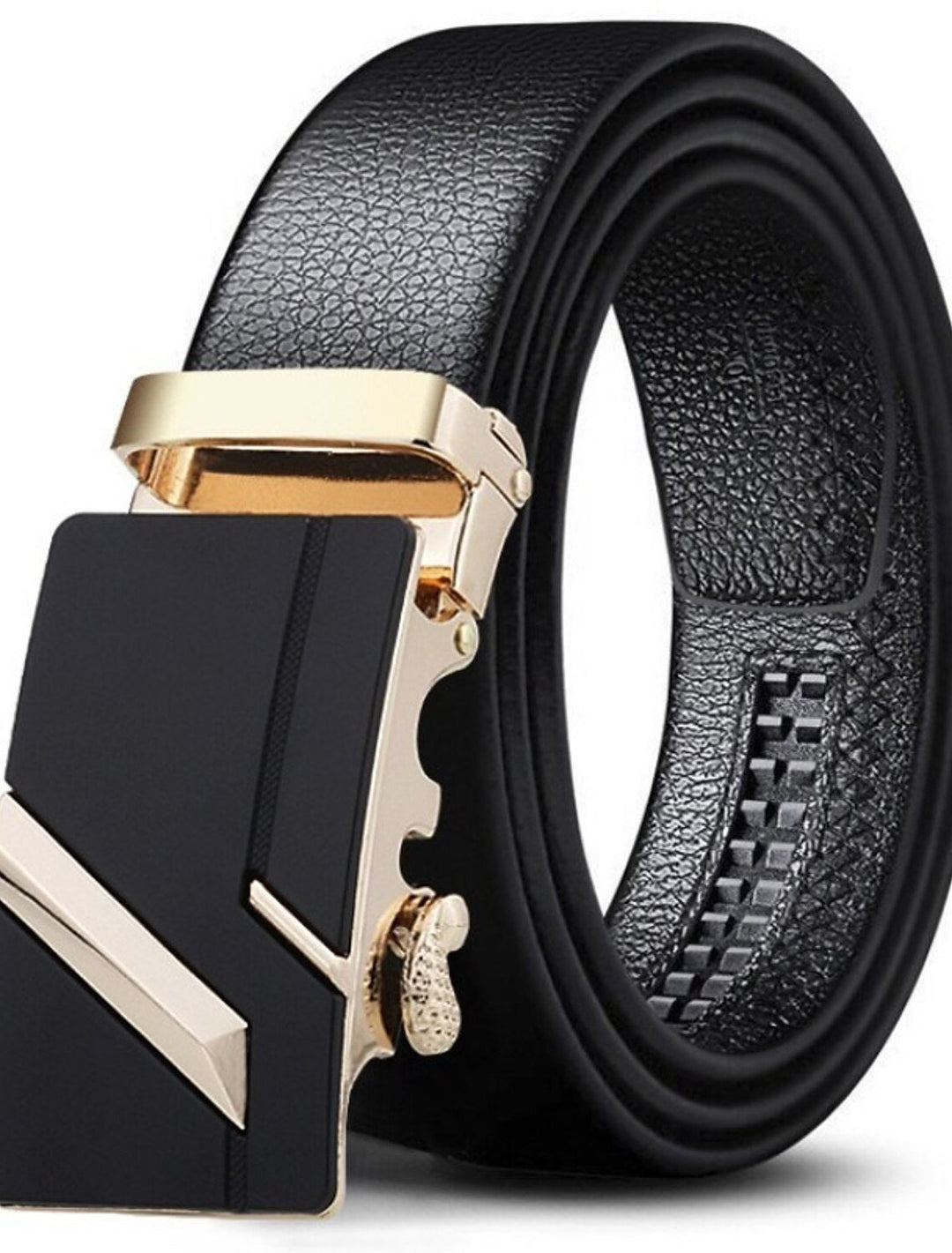 Ceinture à Cliquet En Cuir Pu Noir Pour Homme, à Porter Au Quotidien