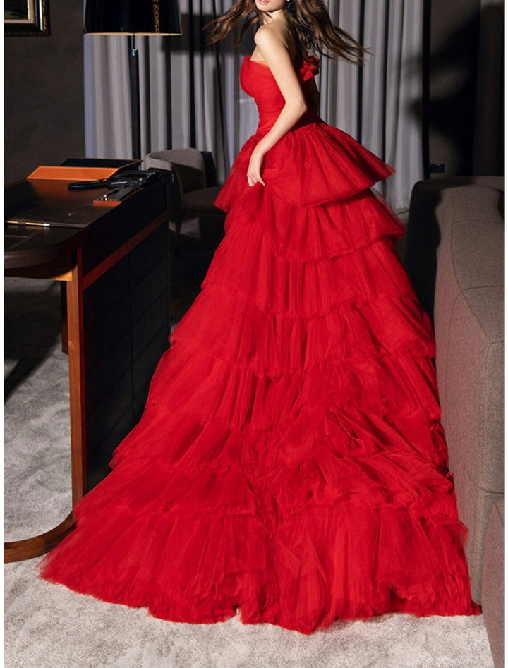 Robe de Bal Asymétrique Sans Bretelles Coupe A-Line/Princess