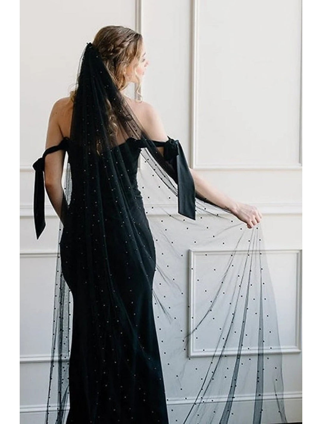 Voiles de Mariage de Style Artistique à Un Niveau avec Perles