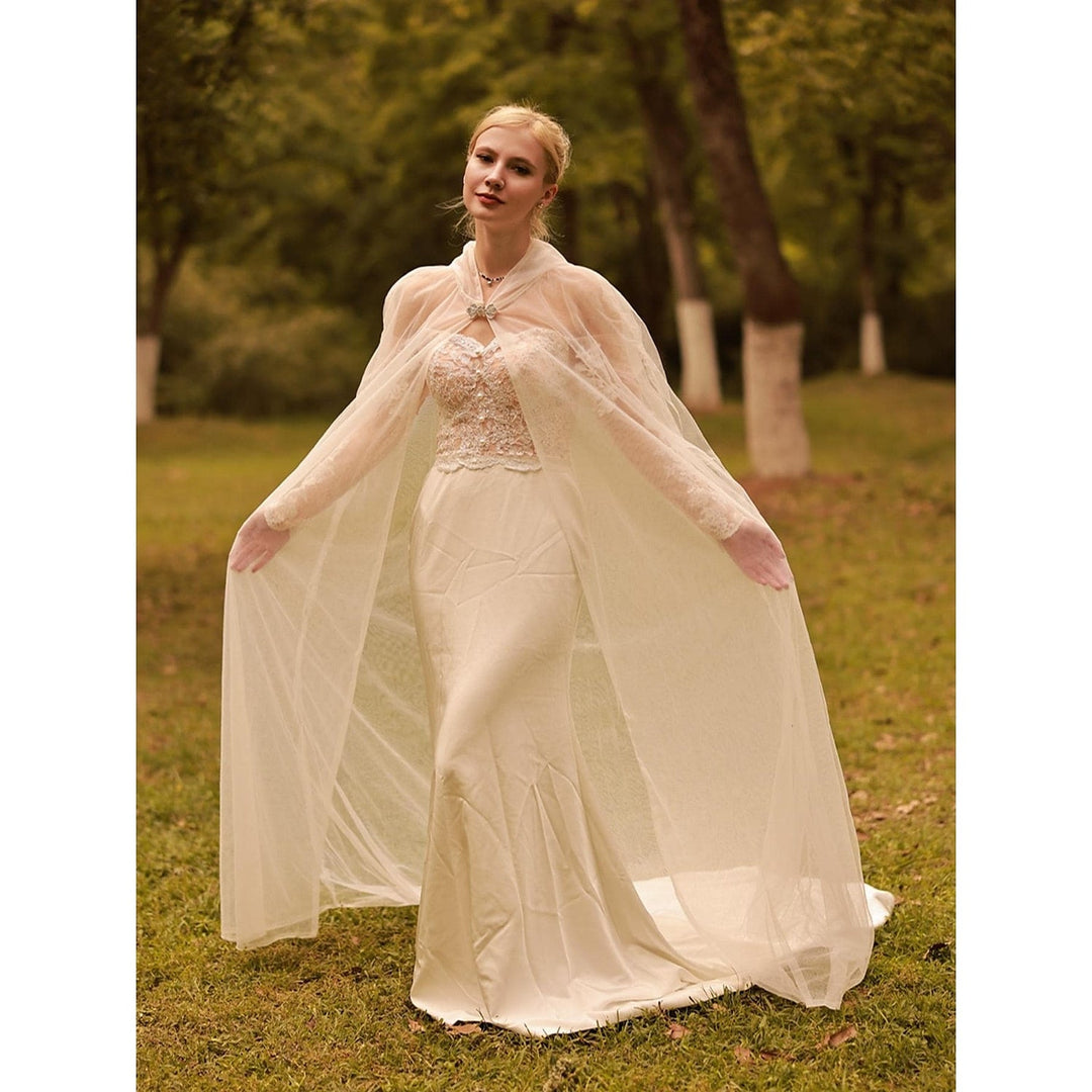 Enveloppes de Mariage en Tulle à Manches Longues et à Manches Dolman de Couleur Pure