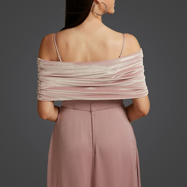 Boléro Enveloppant pour Femme, Élégant et Pur, en Velours, Sans Manches, pour Mariage, Couleur Pure
