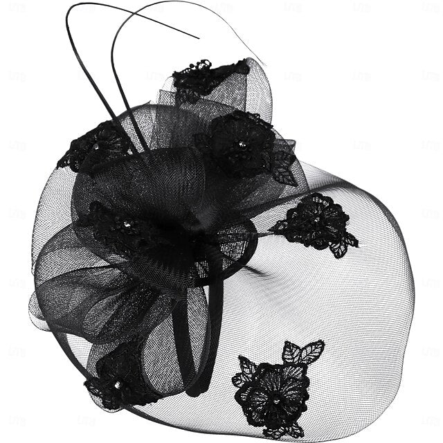 Fascinators Tulle Wedding Tea Party Élégant avec Strass Bowknot Headpiece