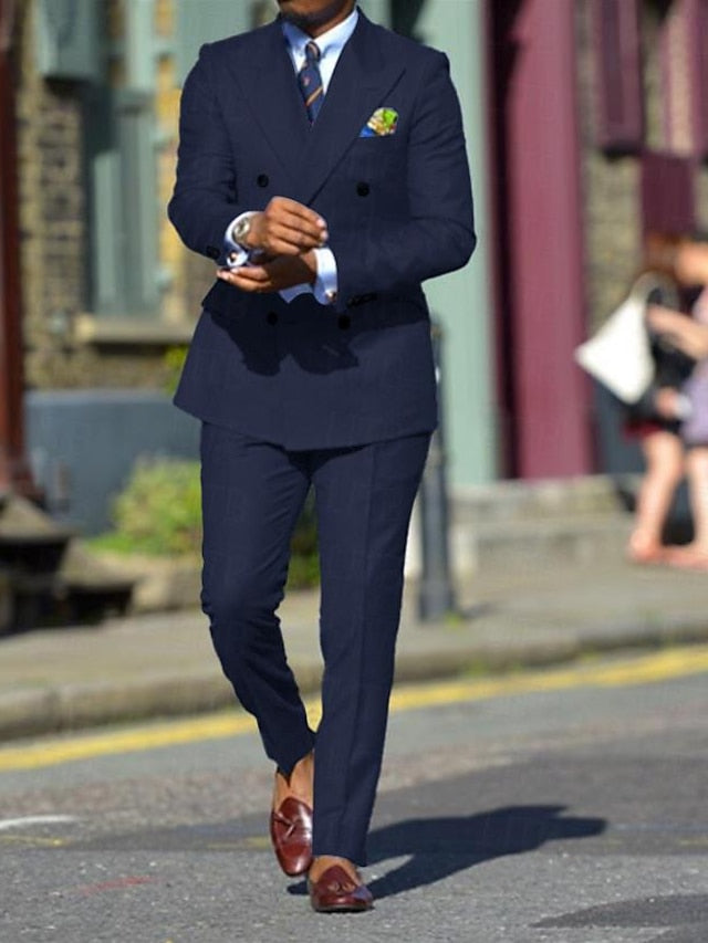 Costumes de Mariage 2 Pièces à Coupe Standard pour Hommes, Croisés, à Six Boutons