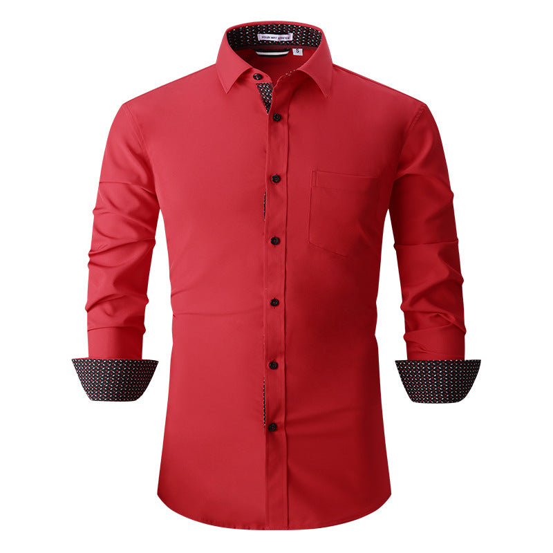 Chemise Classique à Manches Longues pour Homme de Couleur Unie