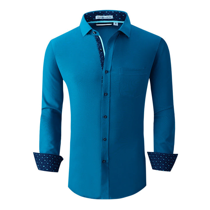 Chemise Classique à Manches Longues pour Homme de Couleur Unie