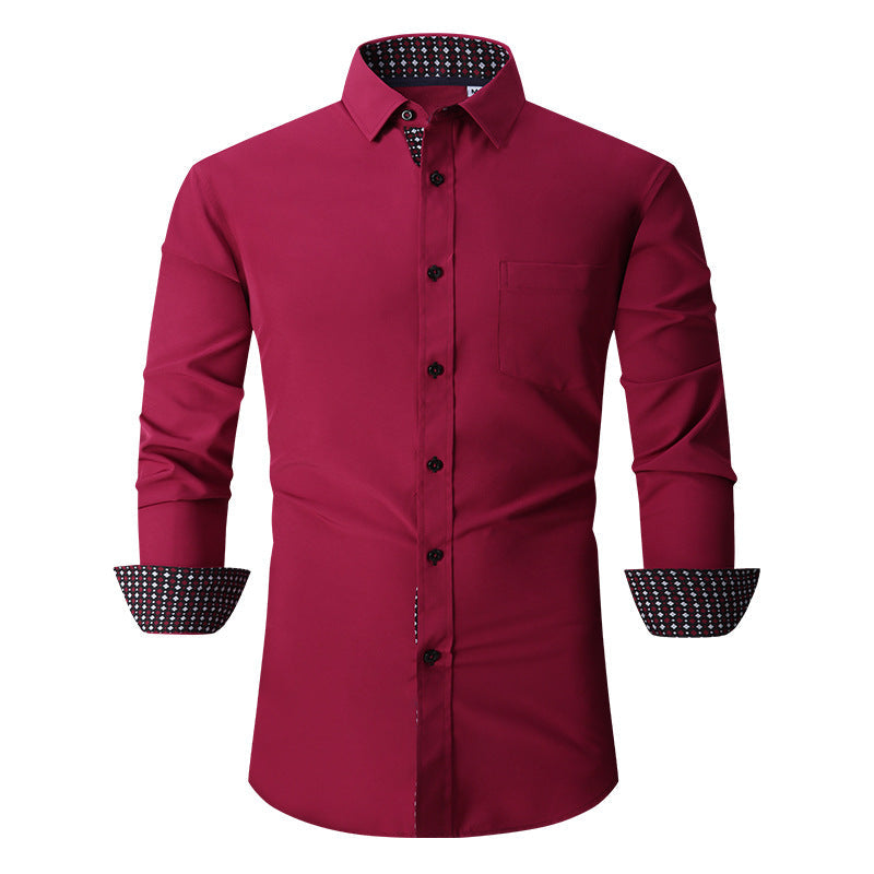 Chemise Classique à Manches Longues pour Homme de Couleur Unie