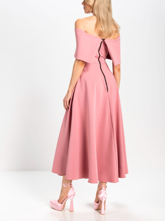 Ligne A/Princesse Hors de l'Épaule Longueur de Thé Robes Mère de La Mariée avec 3D Fleurs