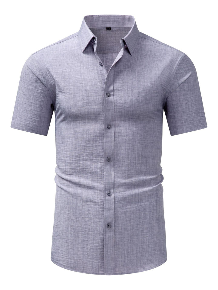 Chemise homme décontractée, manches courtes, uni, coton