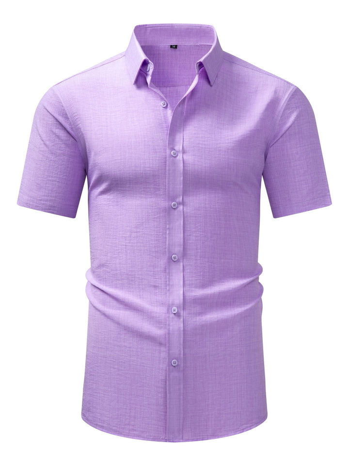 Chemise homme décontractée, manches courtes, uni, coton