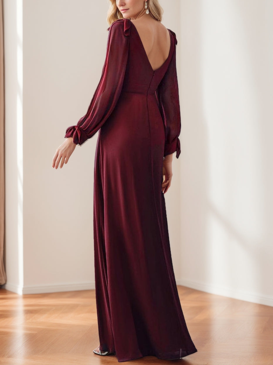 Robe Élégante Dos Nu à Manches Fendues