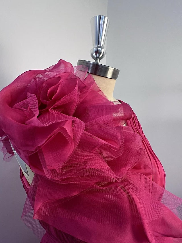 Robe de Soirée Longue de Forme Trapèze/Princesse à Col en V Sans Manches et Longueur Au Sol avec Fente Sur le Côté