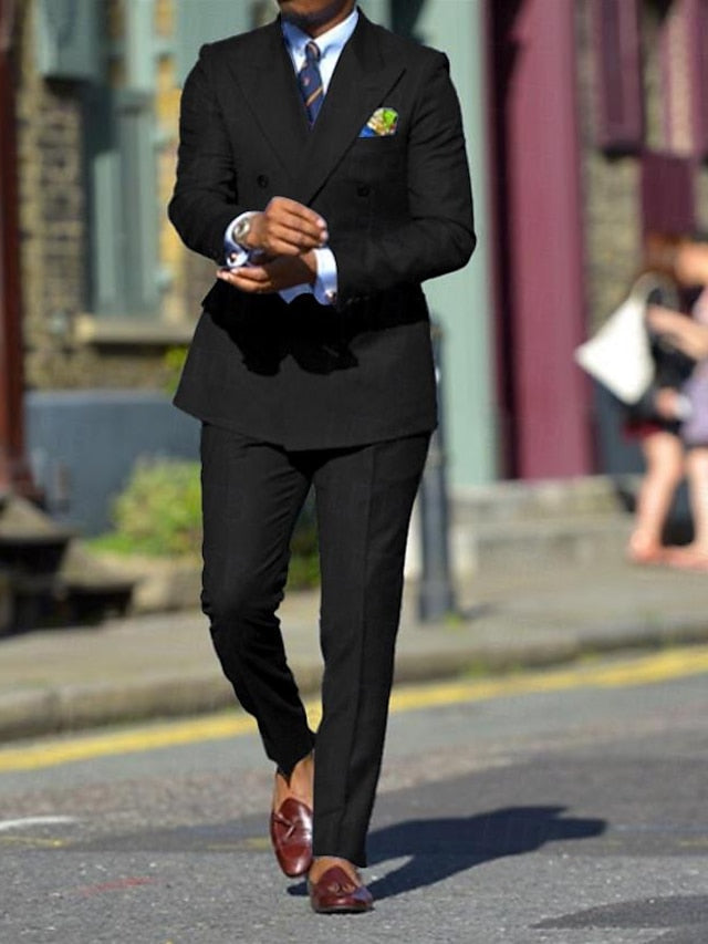 Costumes de Mariage 2 Pièces à Coupe Standard pour Hommes, Croisés, à Six Boutons