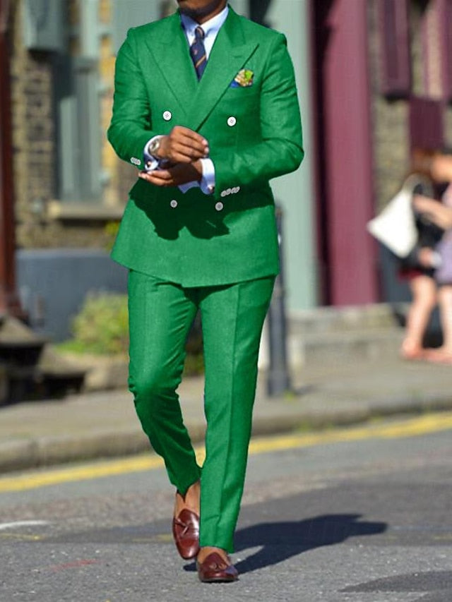 Costumes de Mariage 2 Pièces à Coupe Standard pour Hommes, Croisés, à Six Boutons