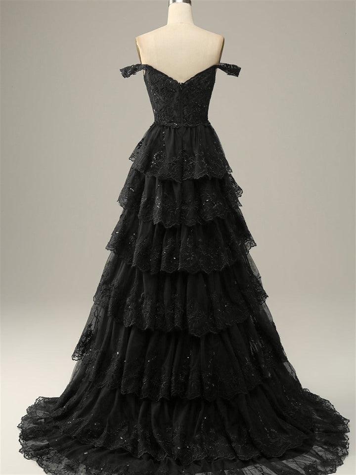 Robe de Soirée Trapèze/Princesse à Épaules Dénudées et Sans Manches, Longueur Au Sol, avec Paillettes