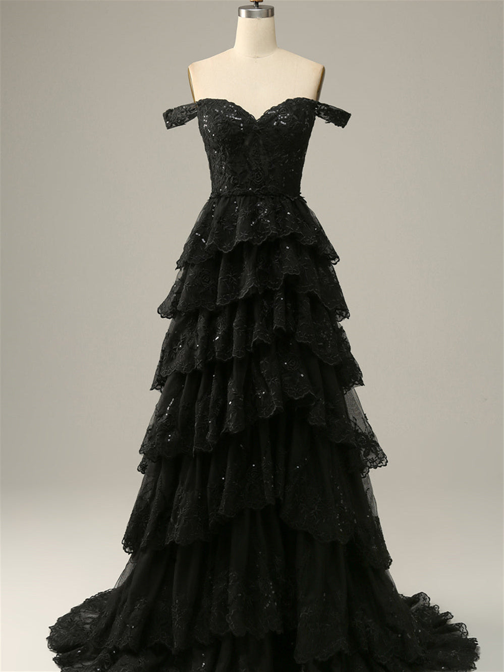 Robe de Soirée Trapèze/Princesse à Épaules Dénudées et Sans Manches, Longueur Au Sol, avec Paillettes