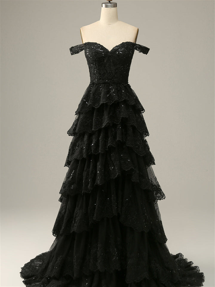 Robe de Soirée Trapèze/Princesse à Épaules Dénudées et Sans Manches, Longueur Au Sol, avec Paillettes