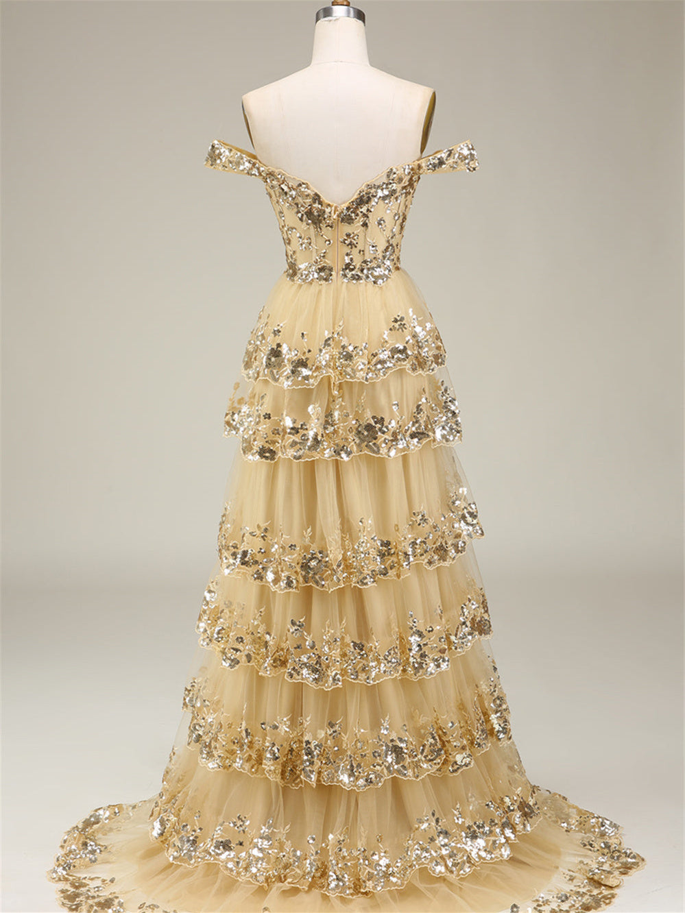 Robe de Soirée Trapèze/Princesse à Épaules Dénudées et Sans Manches, Longueur Au Sol, avec Paillettes